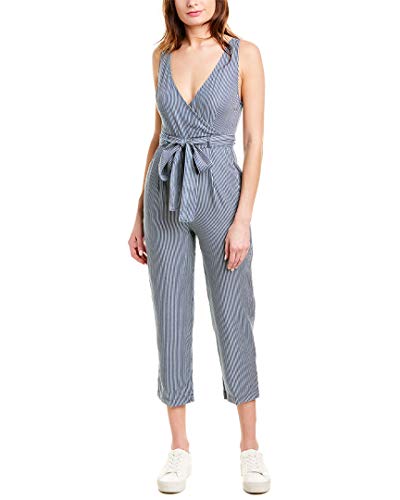 French Connection Women's Stripe Belted Jumpsuit, Indigo, 6