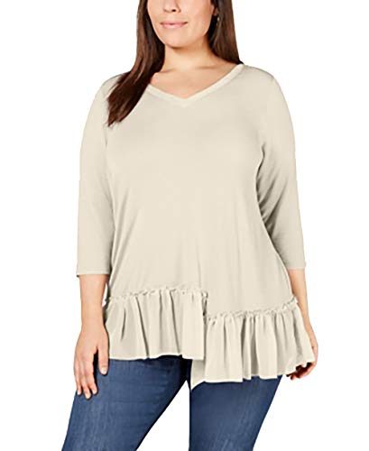 Plus Size Asymmetric Ruffle-Hem Top
