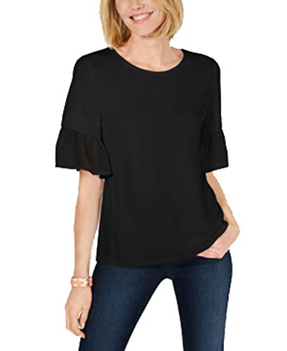 Petite Chiffon-Ruffle-Sleeve Top