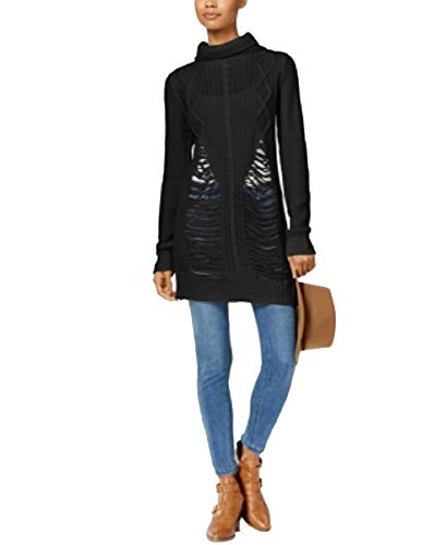 Juniors' Ripped Turtleneck Tunic Sweater