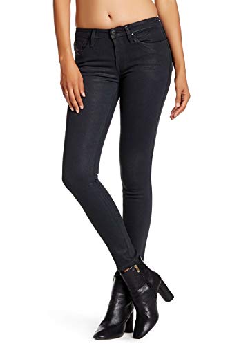 Diesel Women's Skinzee Super-Slim Skinny Stretch RU807 Jeans (Black/Denim, 29W x 32L)