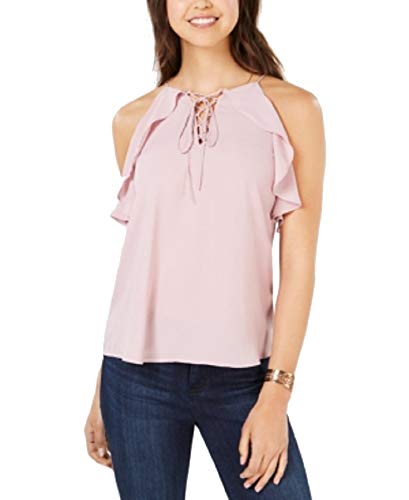 Juniors' Ruffled Lace-Up Top