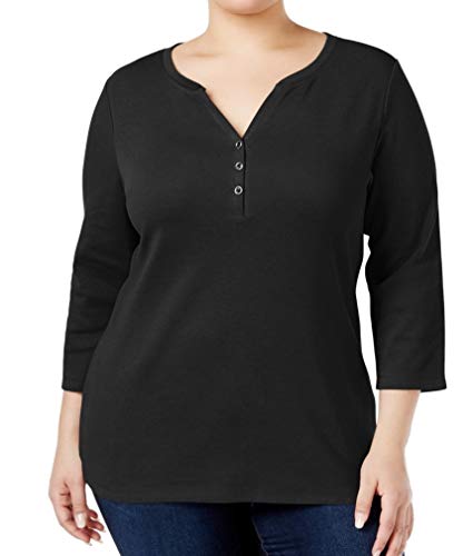 Plus Size Cotton Henley Top