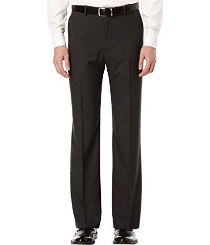 Perry Ellis Mens Mini-Check Casual Trouser Pants, Grey, 34W x 32L