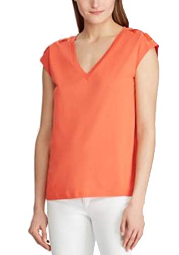 Lauren Ralph Lauren Embroidered Logo Lace Up Sleeve Top