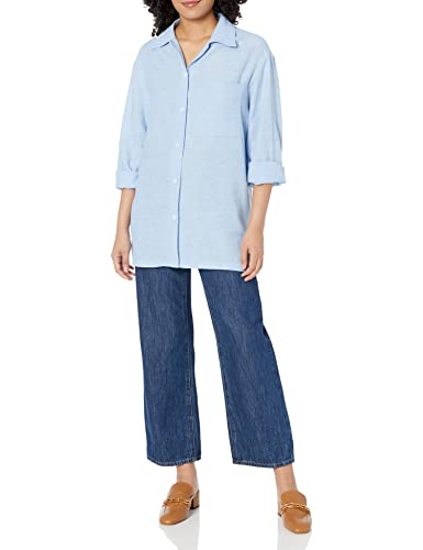 Anne Klein mens Oxford Shacket W/Chest Pkt Business Casual Blazer, Blue Frost/ White, Large US