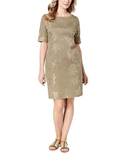 Metallic Elbow-Sleeve Dress