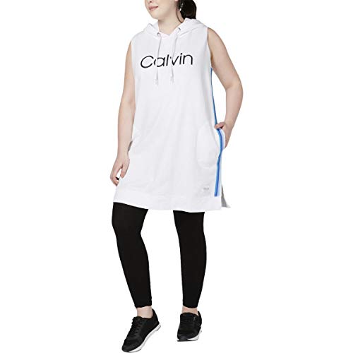 Plus Size Ombré-Stripe Sleeveless Hoodie Dress