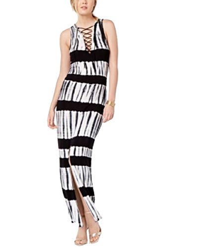 Juniors' Printed Lace-Up Maxi Dress