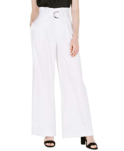 Satin Belted Paperbag-Waist Wide-Leg Pants