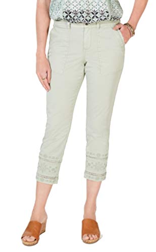 Embroidered-Hem Capri Pants