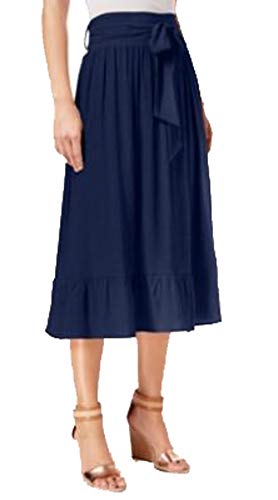 Petite Tie-Waist Ruffle-Hem Midi Skirt