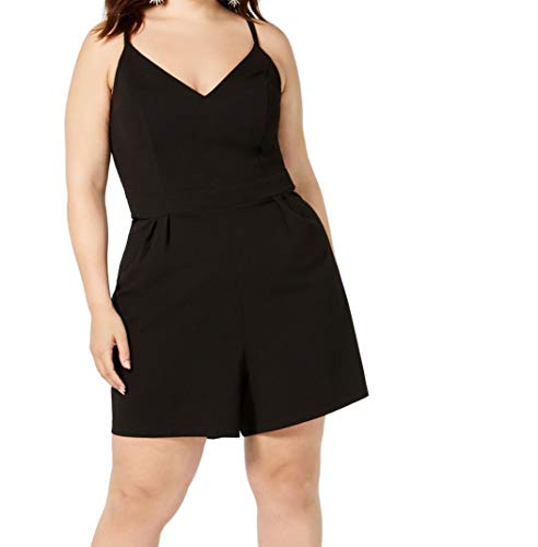 Juniors' Plus Size Lace-Back Romper