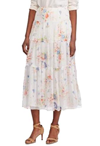 RALPH LAUREN Womens Floral Tea-Length Peasant Skirt