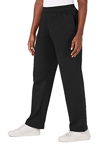 Karen Scott Side-Pocket Active Fleece Pants (Deep Black, XXL)