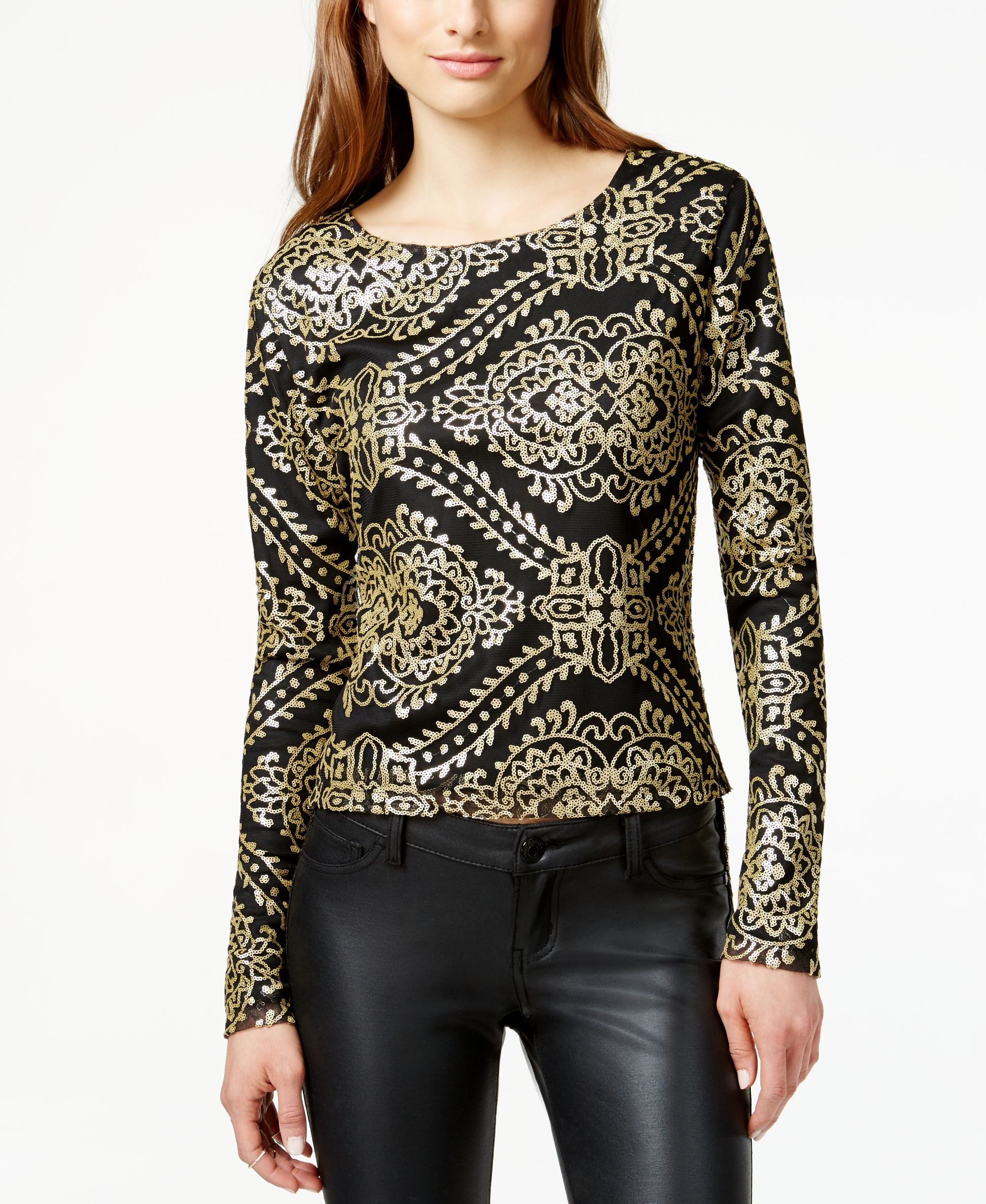 Say What? Juniors' Sequin High-Low Top
