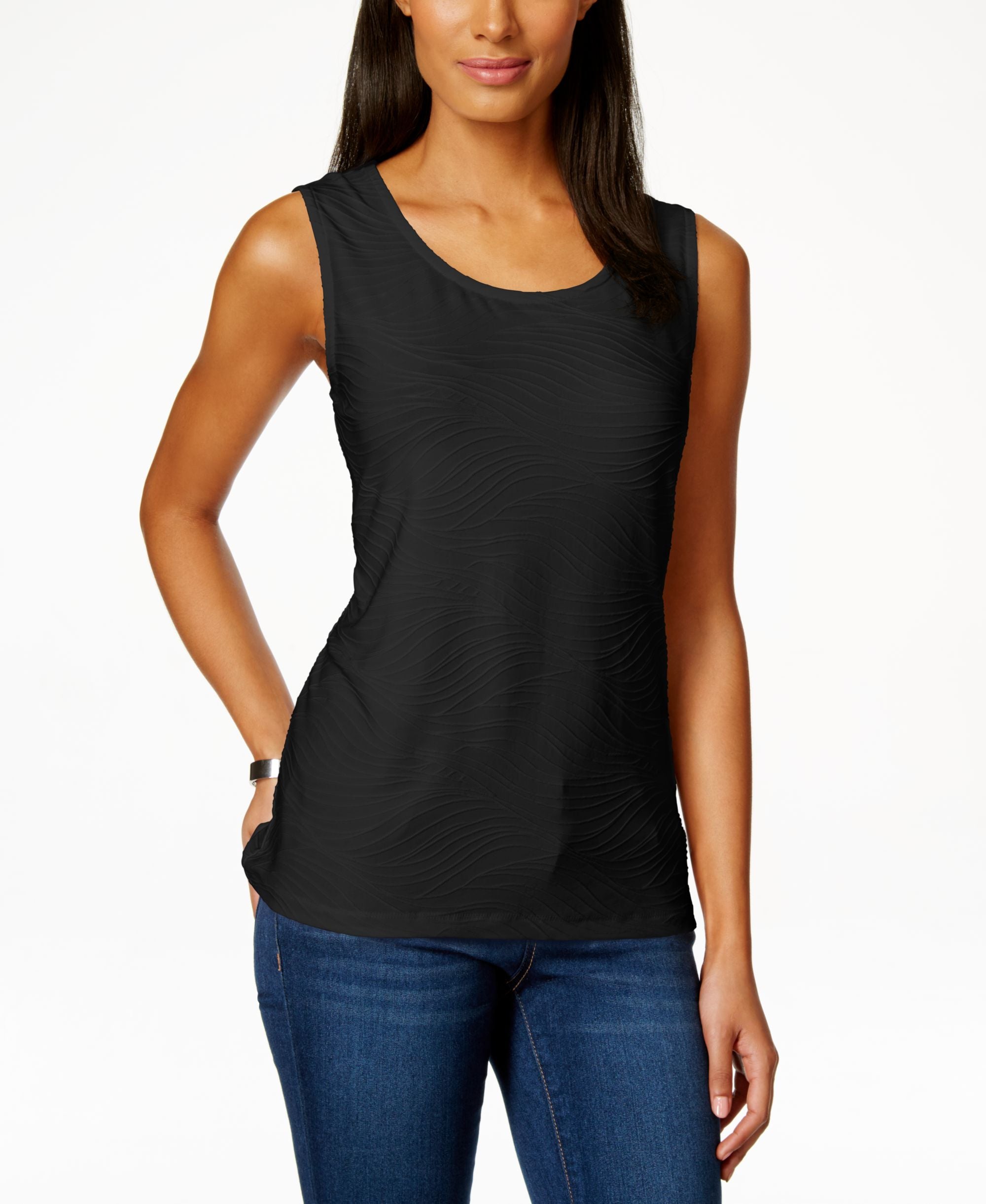 JM Collection Petite Jacquard Tank