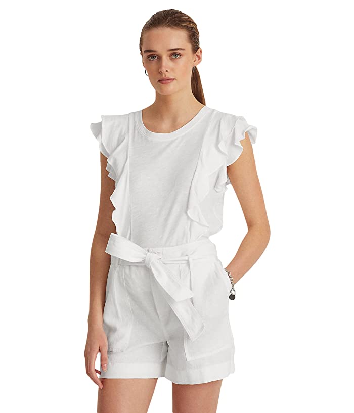Lauren Ralph Lauren Ruffle-Trim Jersey Top