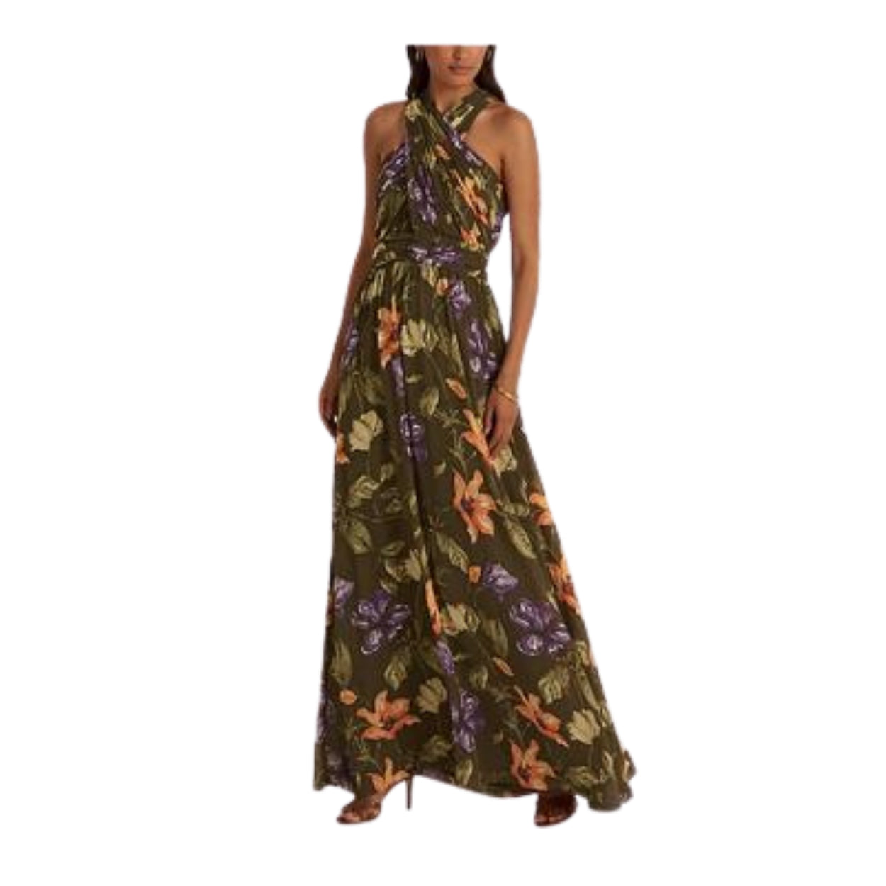 Lauren Ralph Lauren Floral Crinkle Georgette Halter Gown