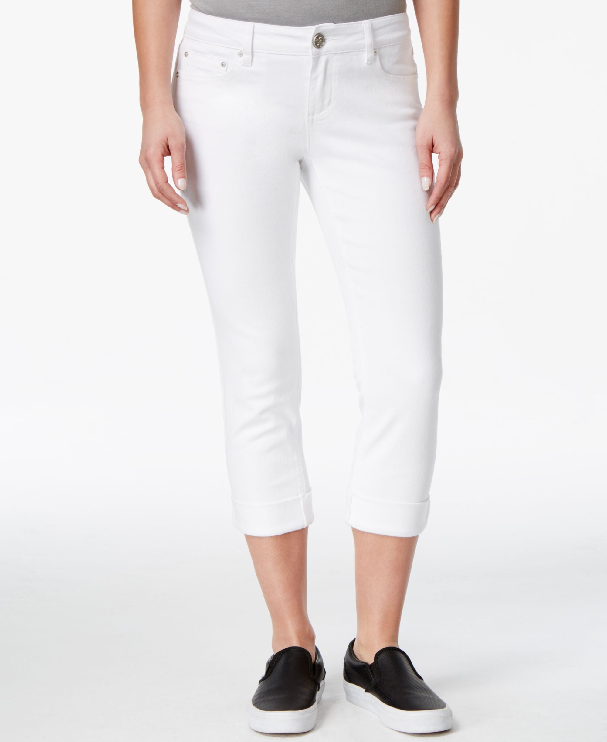 Indigo Rein Juniors Second Skin Cropped Cuffed Jeans