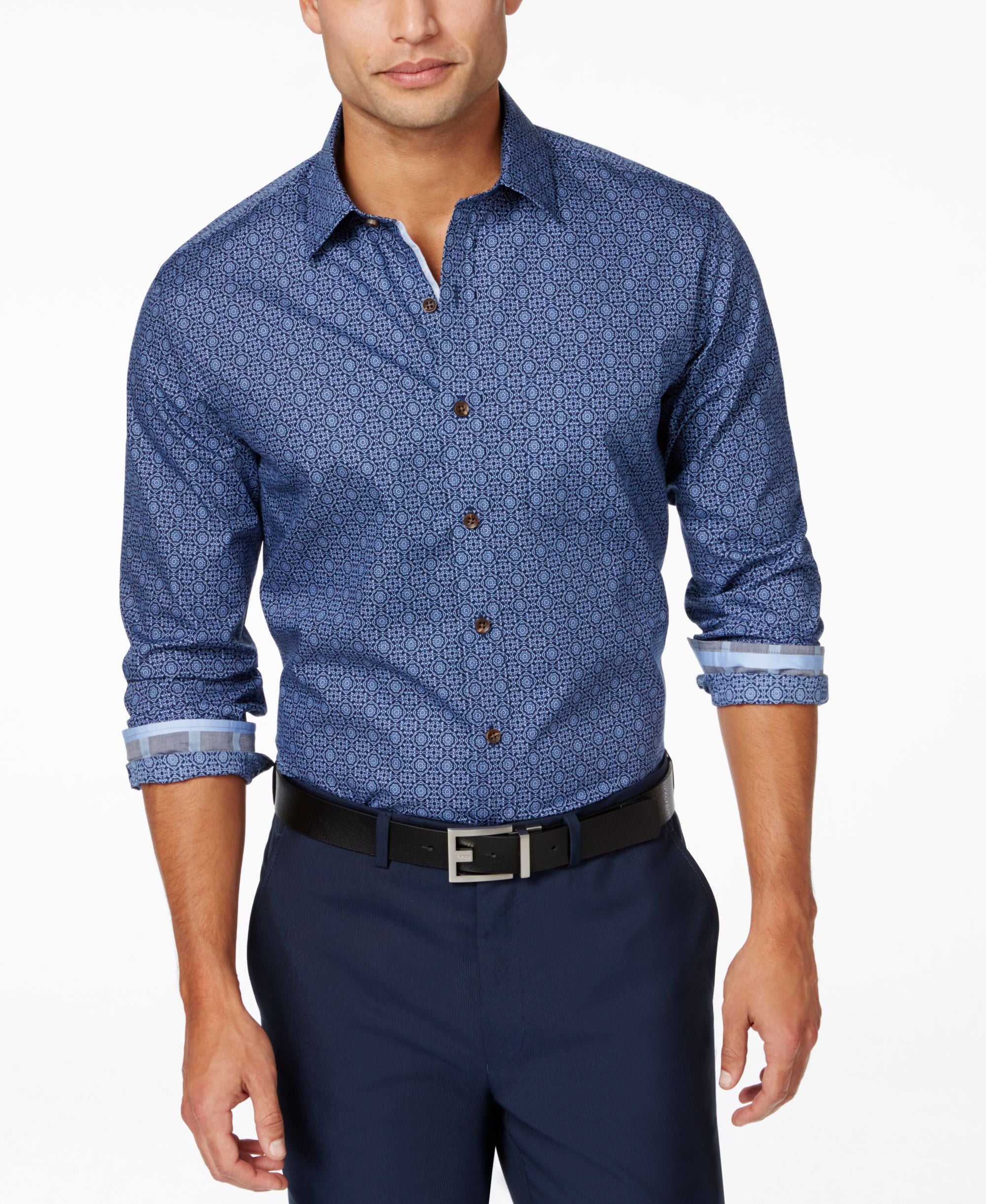 Tasso Elba Mens 100 Cotton Long Sleeve Shirt