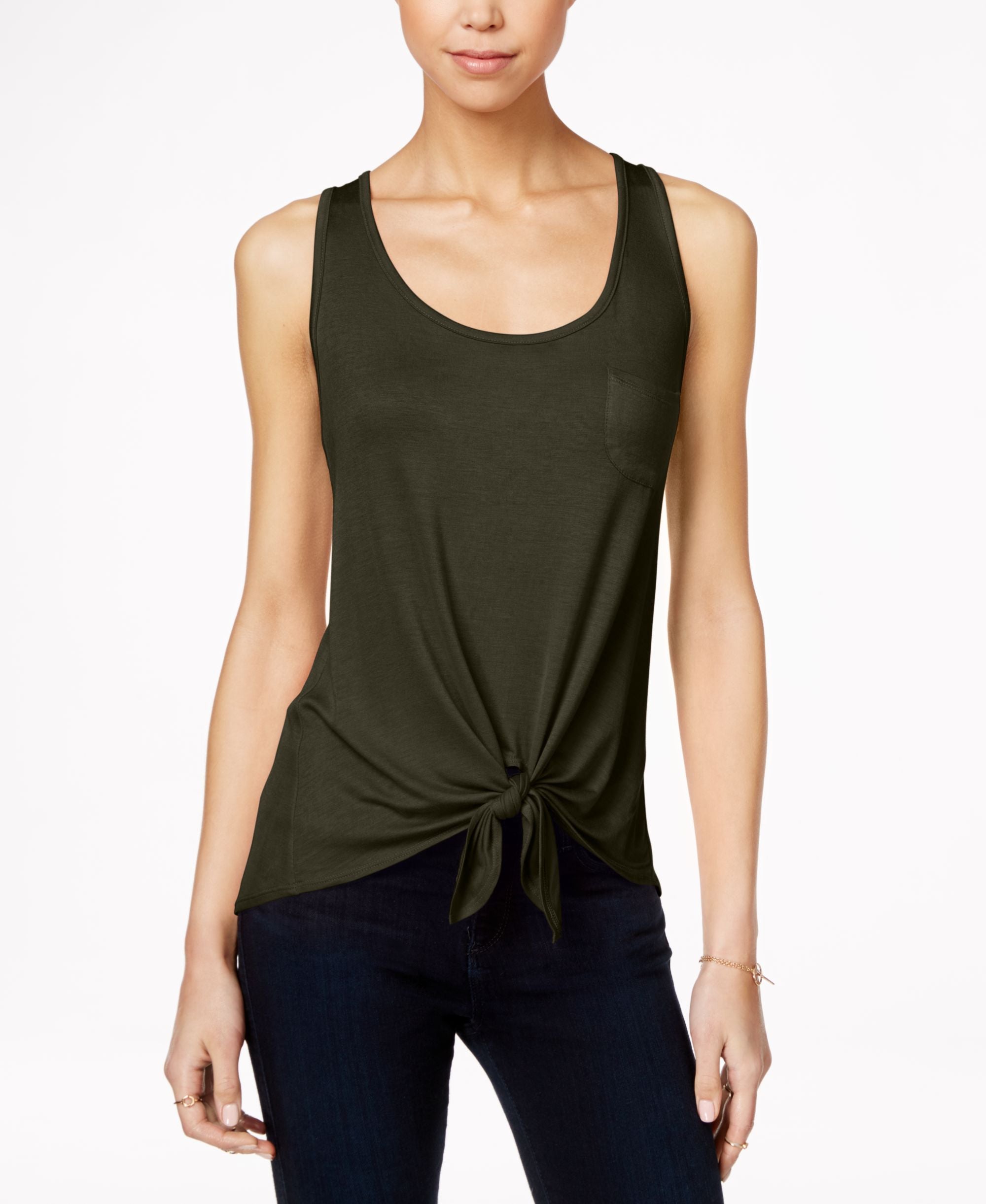 Rebellious One Juniors High Low Tie Front Tank Top