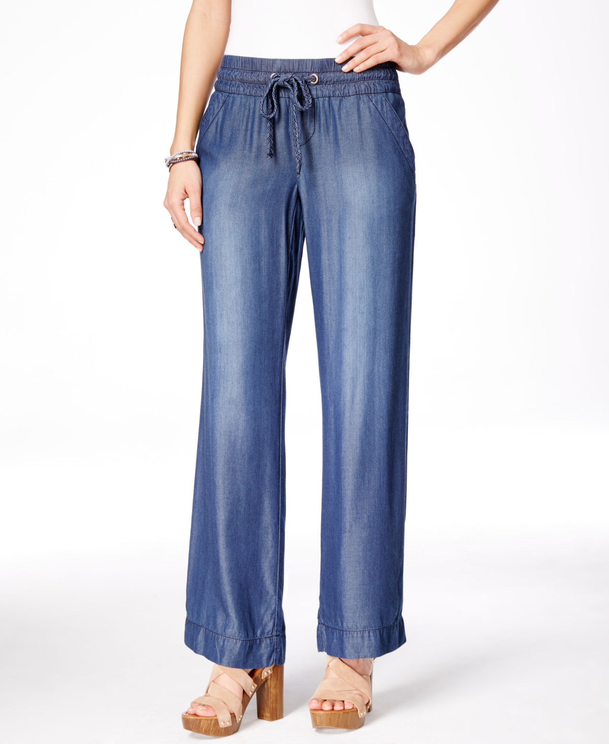 Inc Womens Regular Fit Drawstring Wide Leg Pants