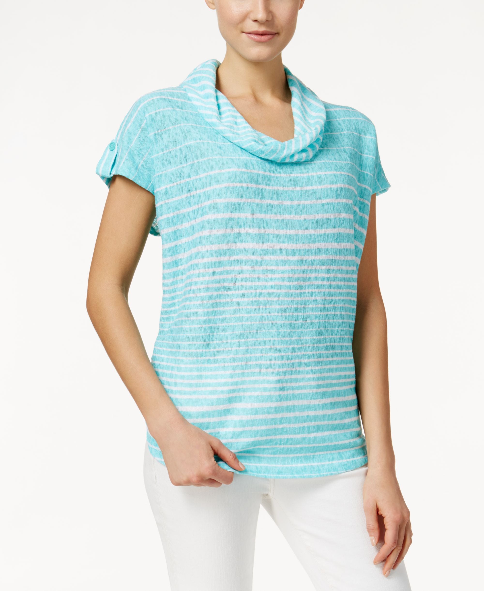 Style & Co. Cowl-Neck Striped Top
