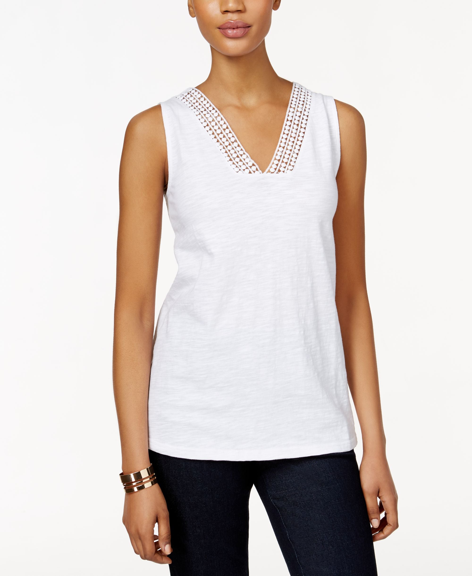 Style & Co. Crochet-Trim Tank Top