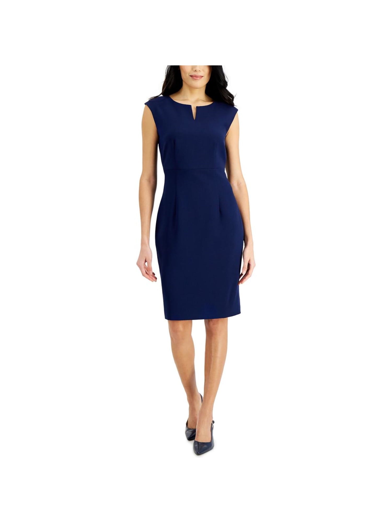 Notched-Neck Sheath Dress