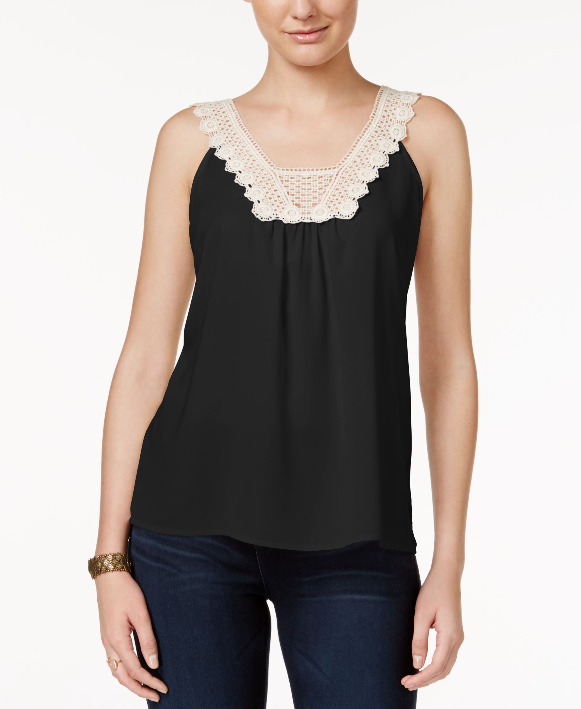 Miss Chievous Juniors' Crochet-Trim Tank Top