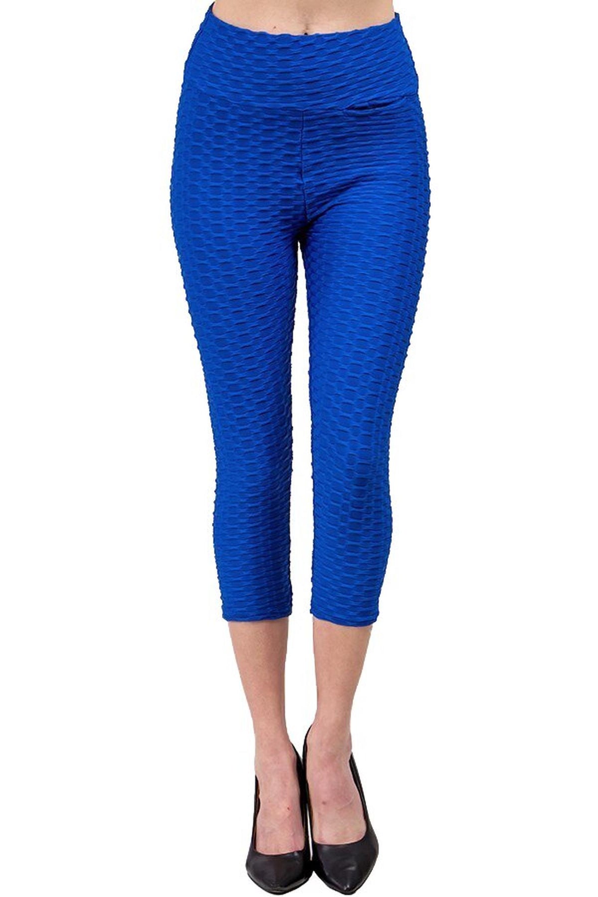 Scrunch Butt Textured High Waisted Plus Size Capris