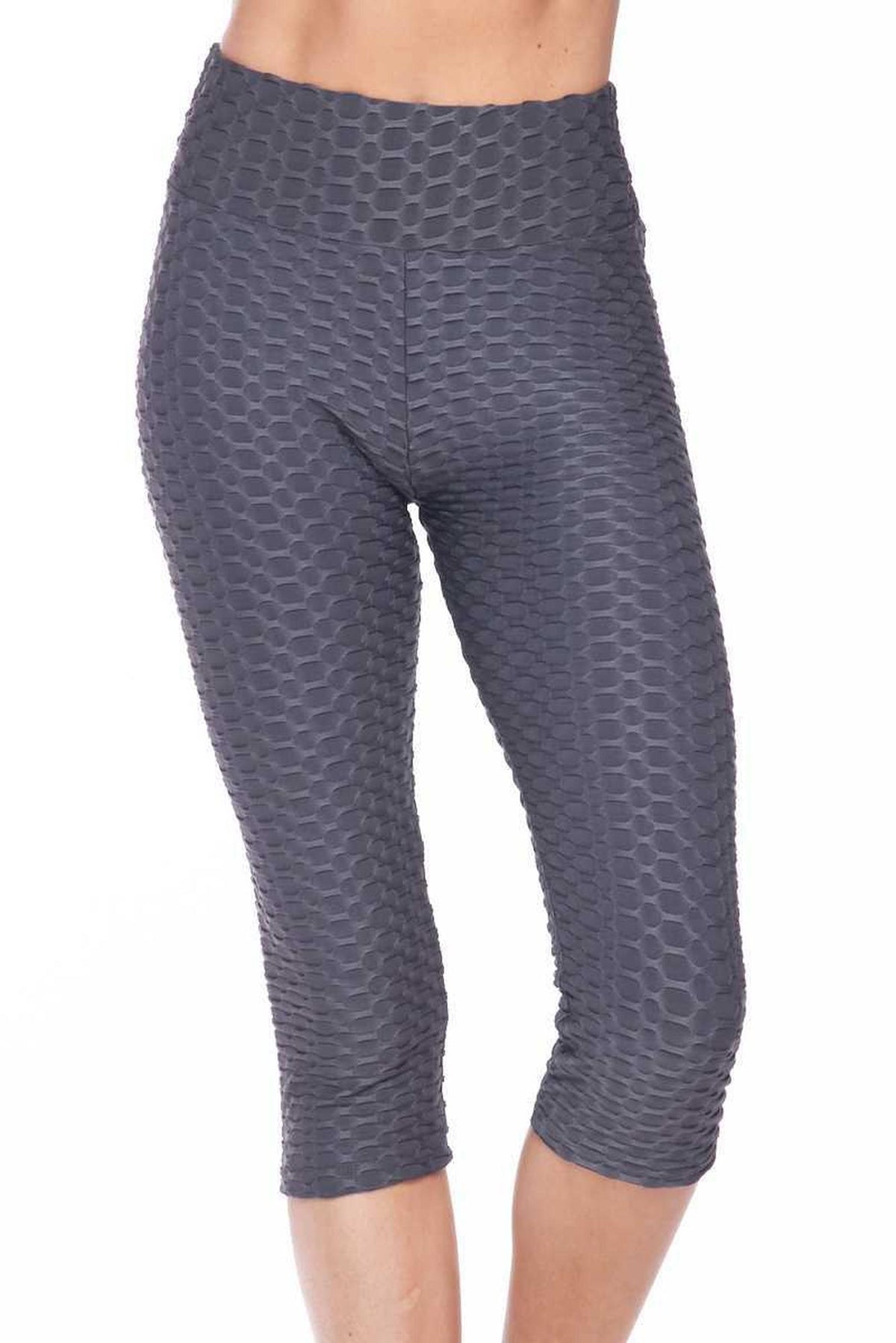 Scrunch Butt Textured High Waisted Plus Size Capris