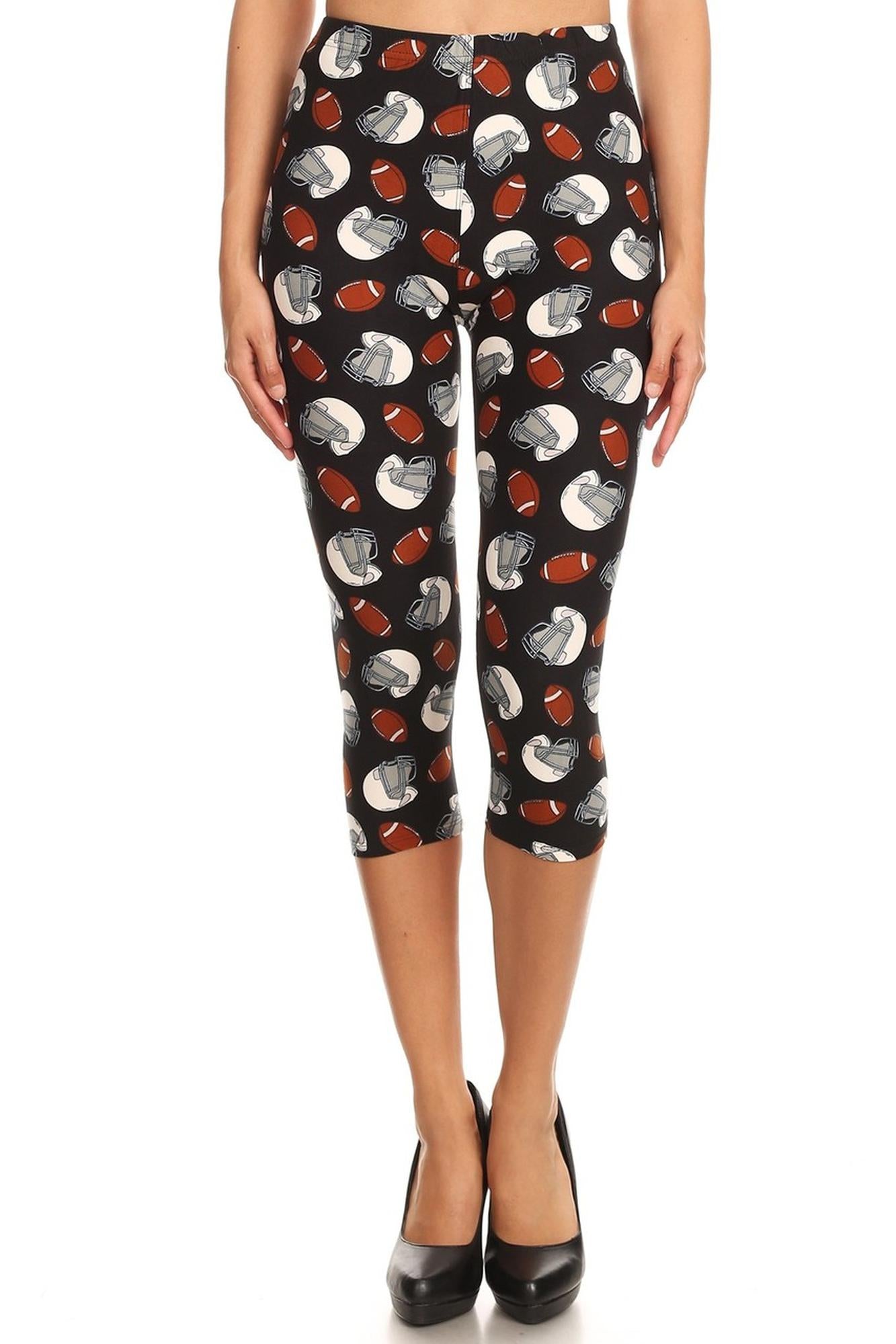 Buttery Soft National Football Capris - LIMITED EDITION (One Size Regular,Black)