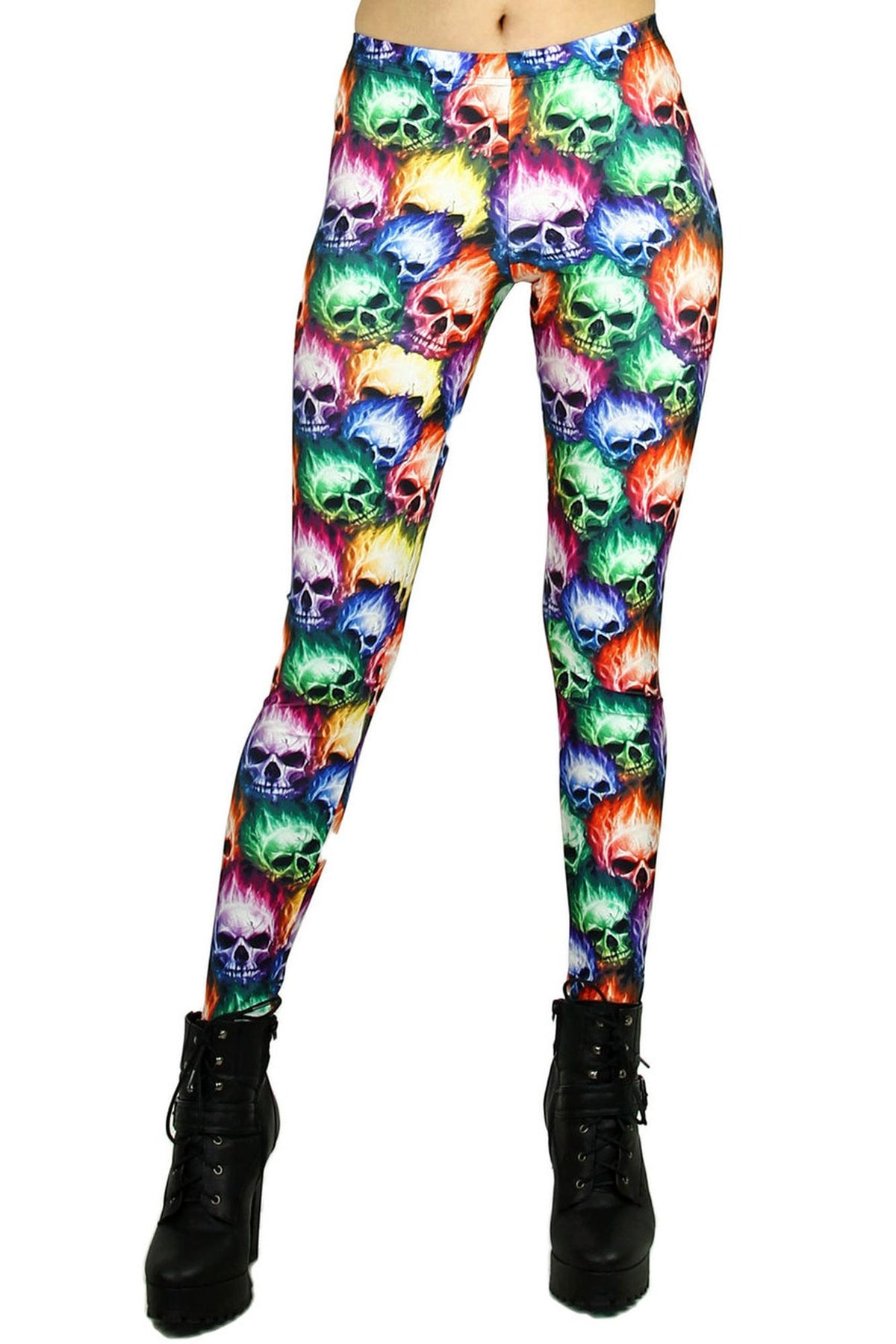 Premium Graphic Colorful Rage Skull Leggings