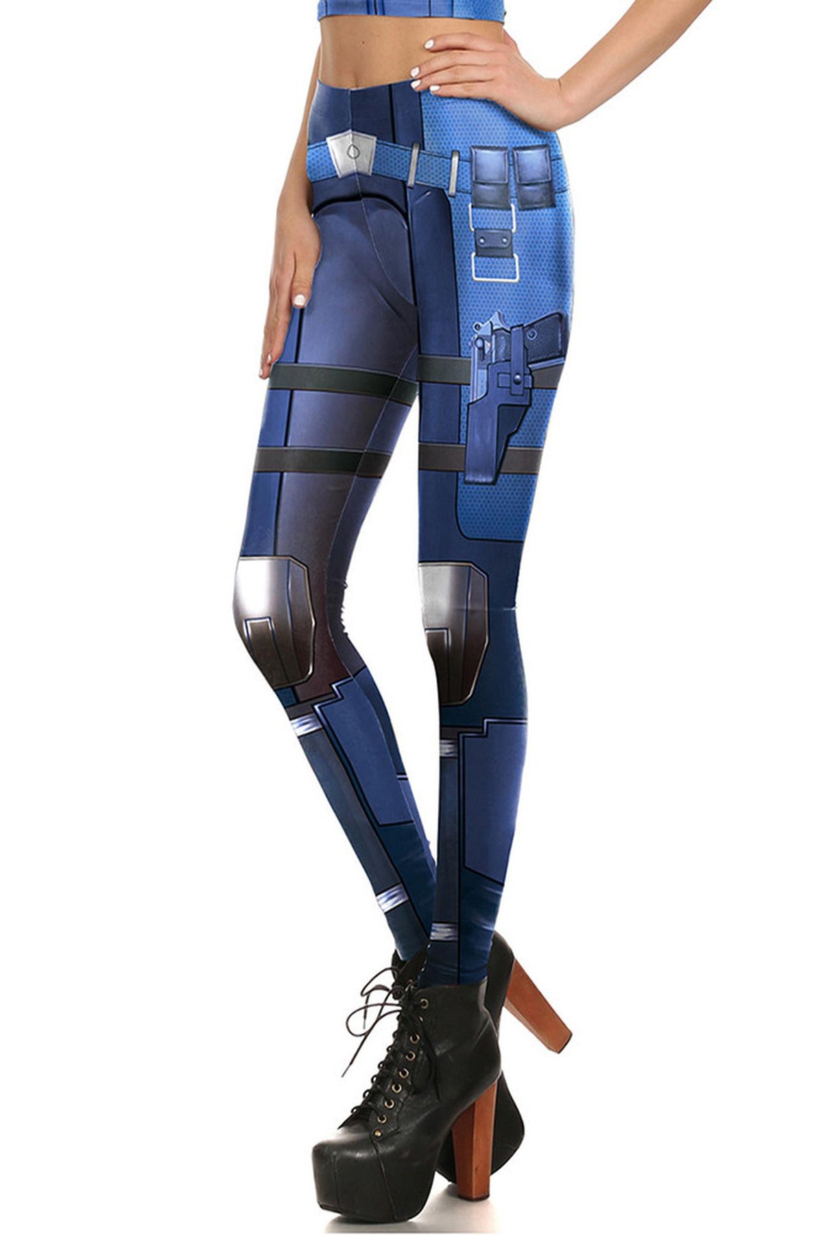 Premium Graphic Blue Cyber Armor Leggings