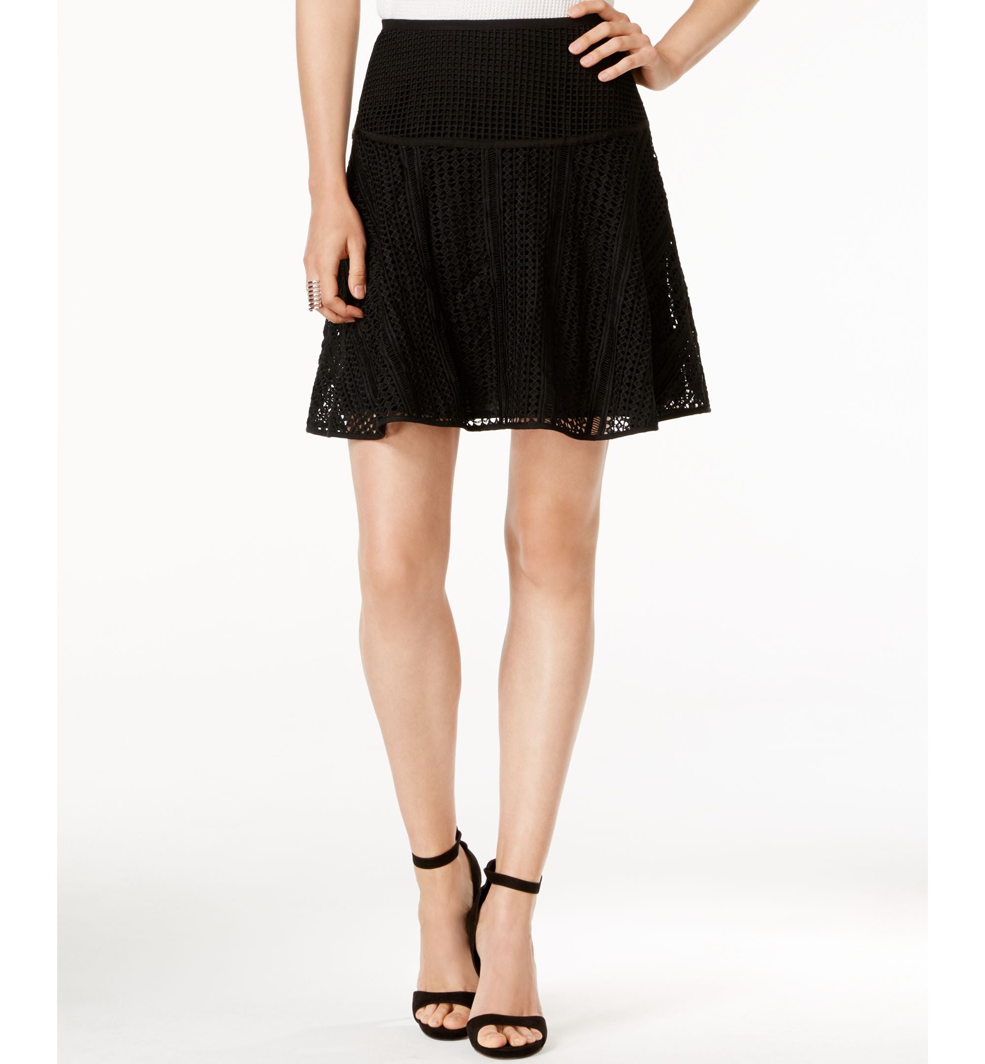Armani Exhange Open-Stitched A-Line Mini Skirt