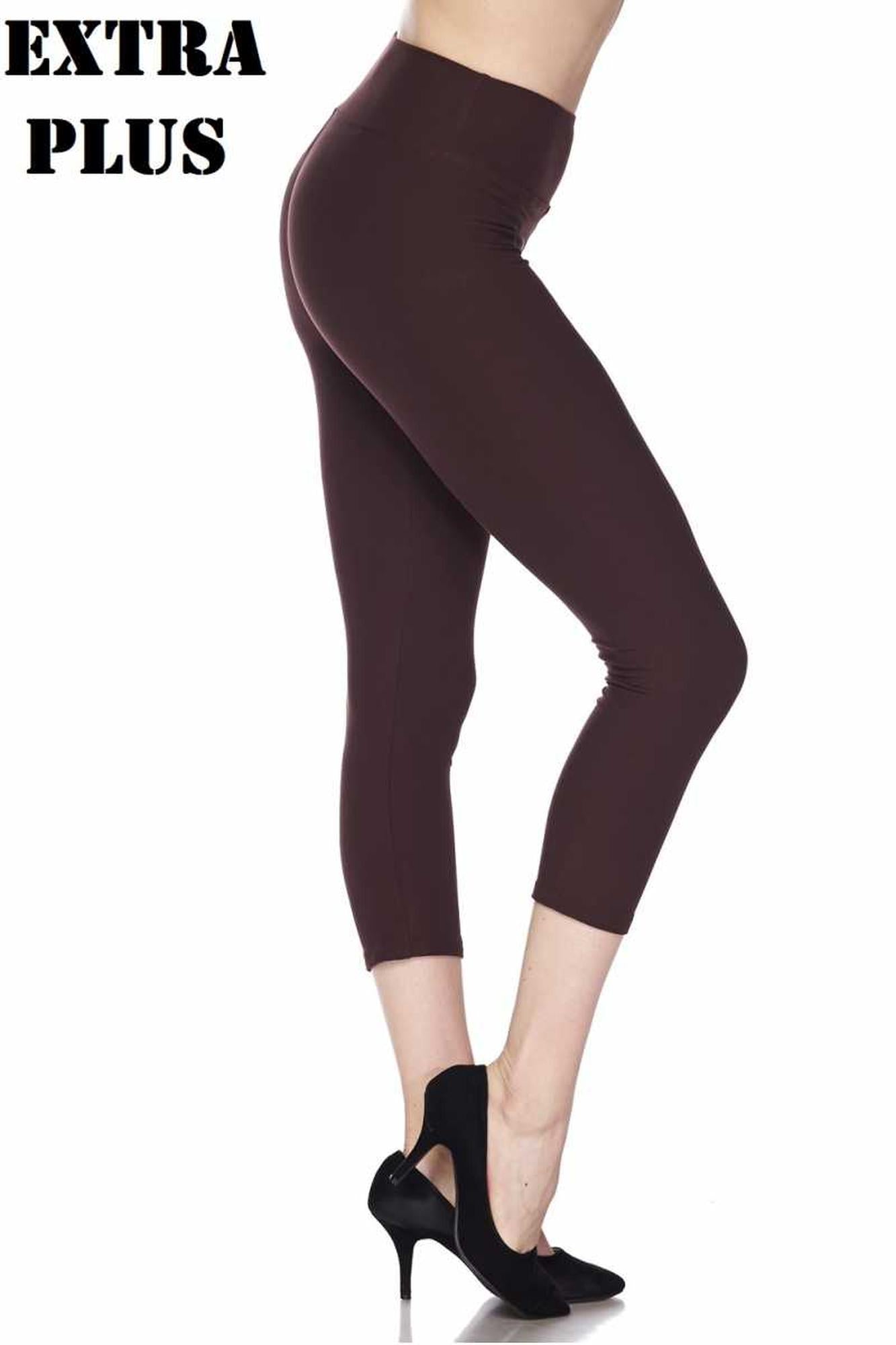 Brushed Basic Solid High Waisted Extra Plus Size Capris - 3 Inch - 3X-5X - New Mix