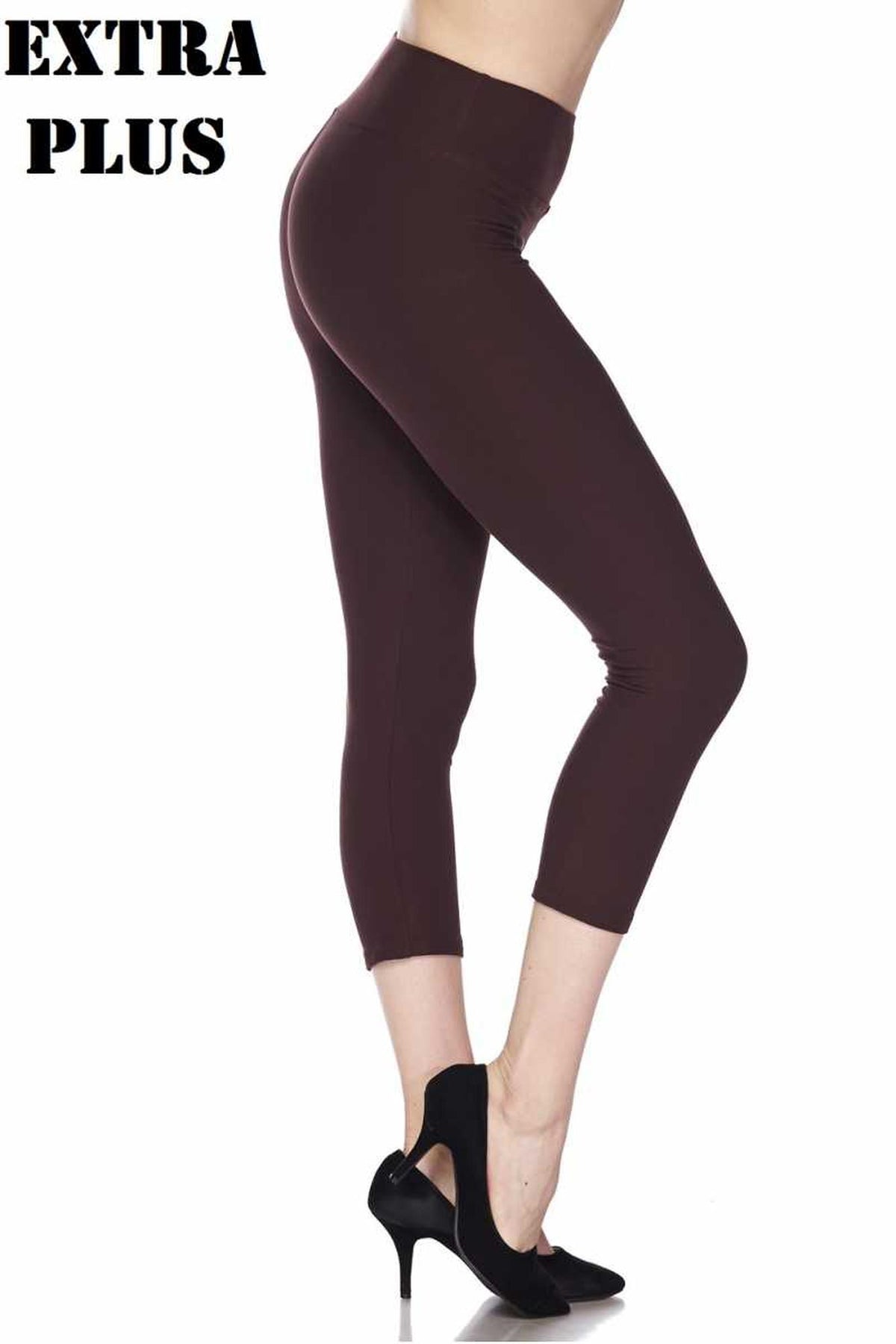 Brushed Basic Solid High Waisted Extra Plus Size Capris - 3 Inch - 3X-5X - New Mix
