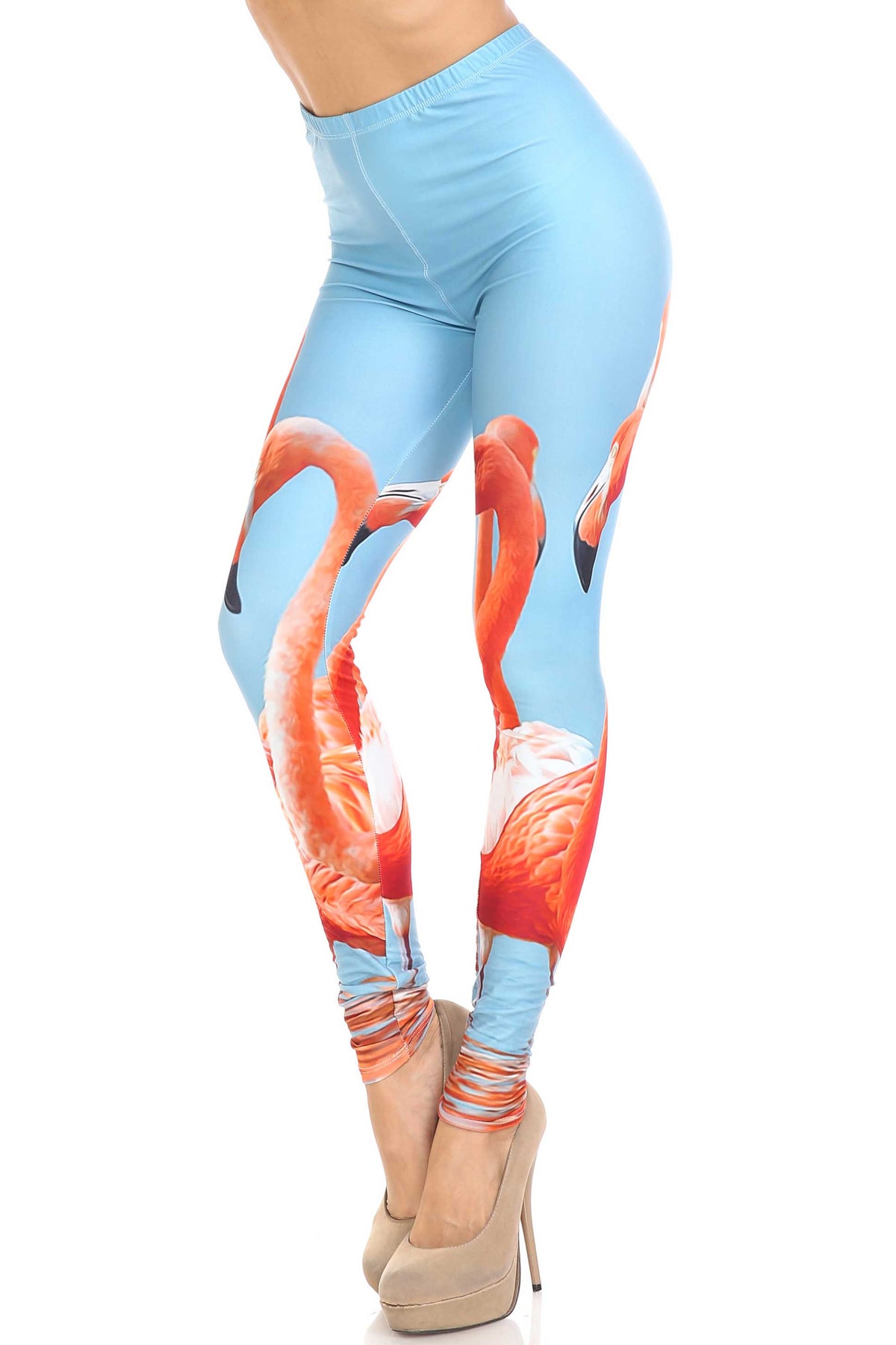 Creamy Soft Flamingo Extra Plus Size Leggings - 3X-5X - USA Fashion (XPlus One Size,Blue)