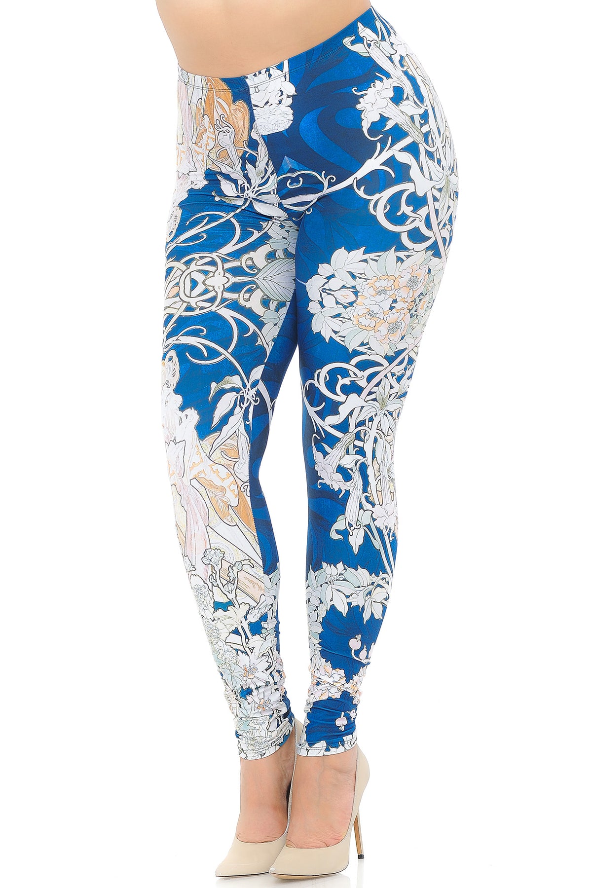 Creamy Soft Twisted Eden Vine Plus Size Extra Plus Size Leggings - 3X-5X - USA Fashion (XPlus One Size,Blue)