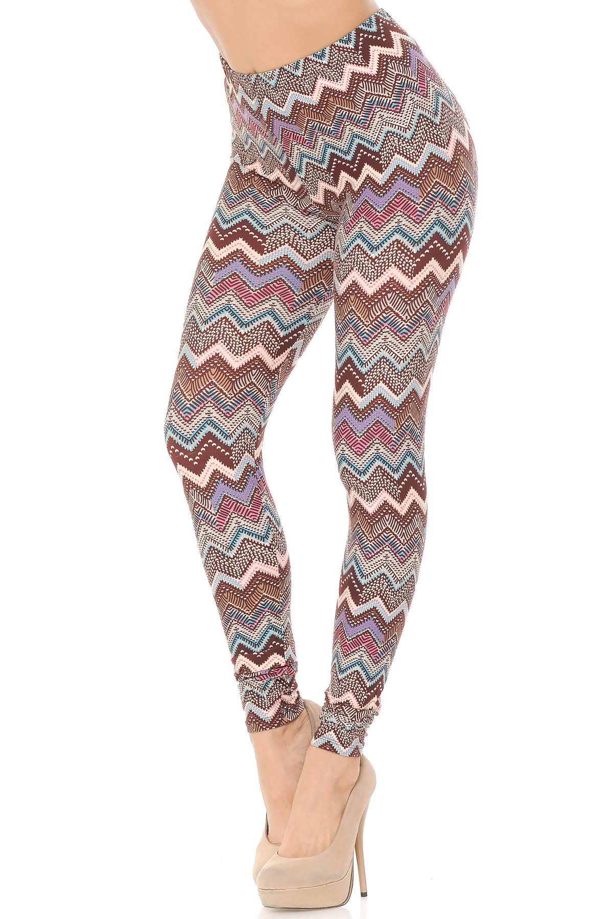 Buttery Smooth Earth Chevron Leggings (One Size Regular,Brown)