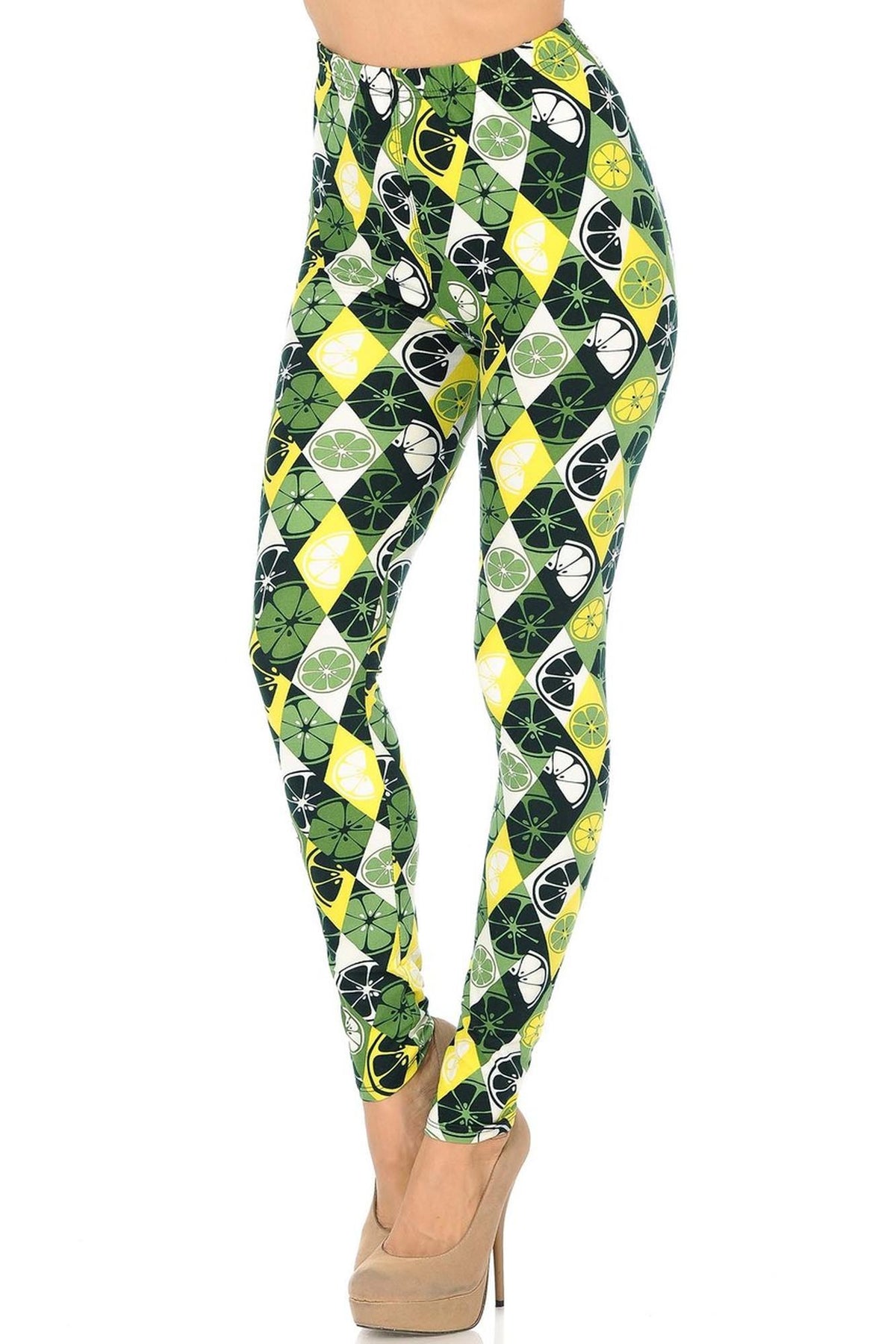 Buttery Soft Luck of the Irish Lime Leggings (One Size Regular,Green)