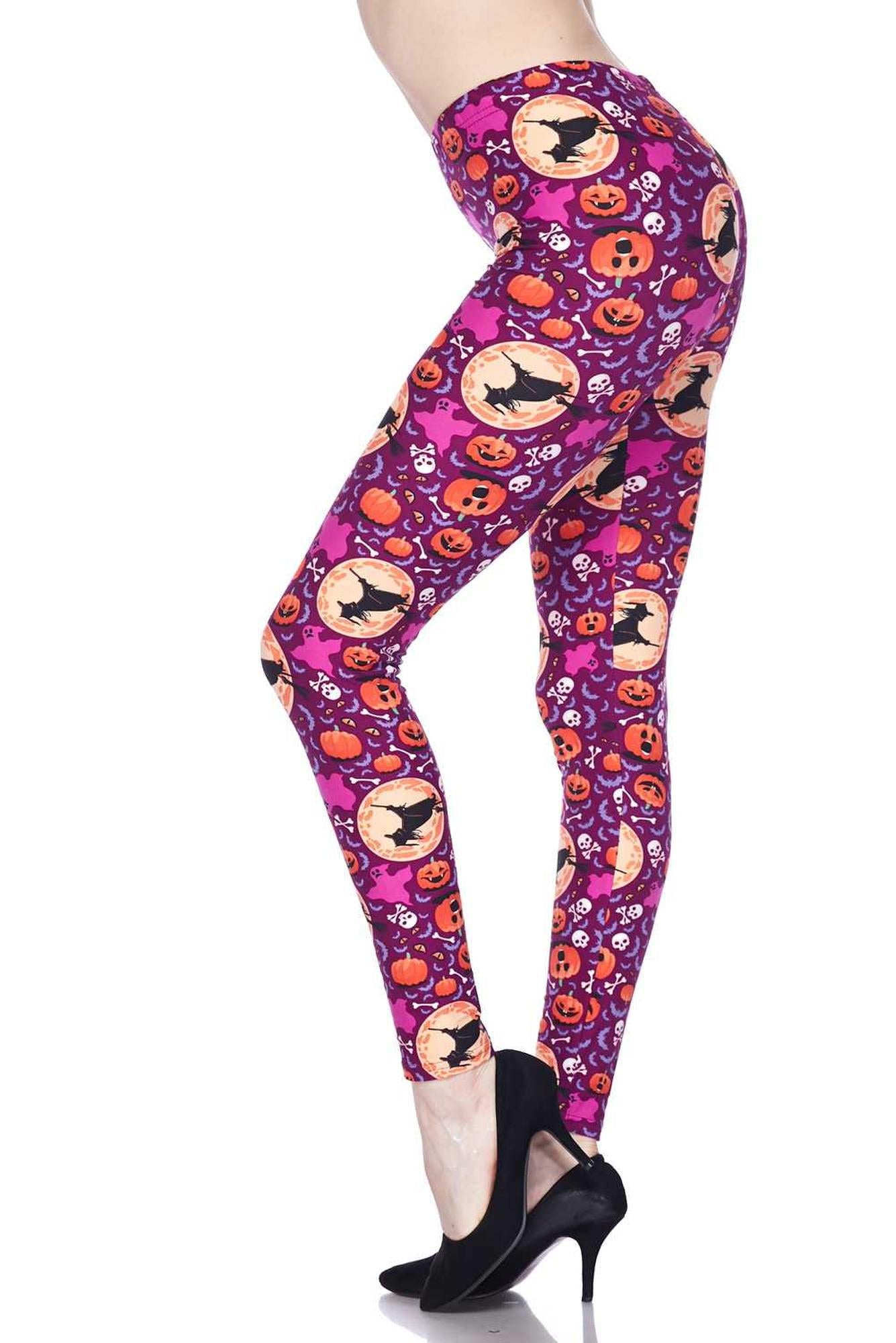 Buttery Soft Wicked Witches Leggings (One Size Regular,Magenta)