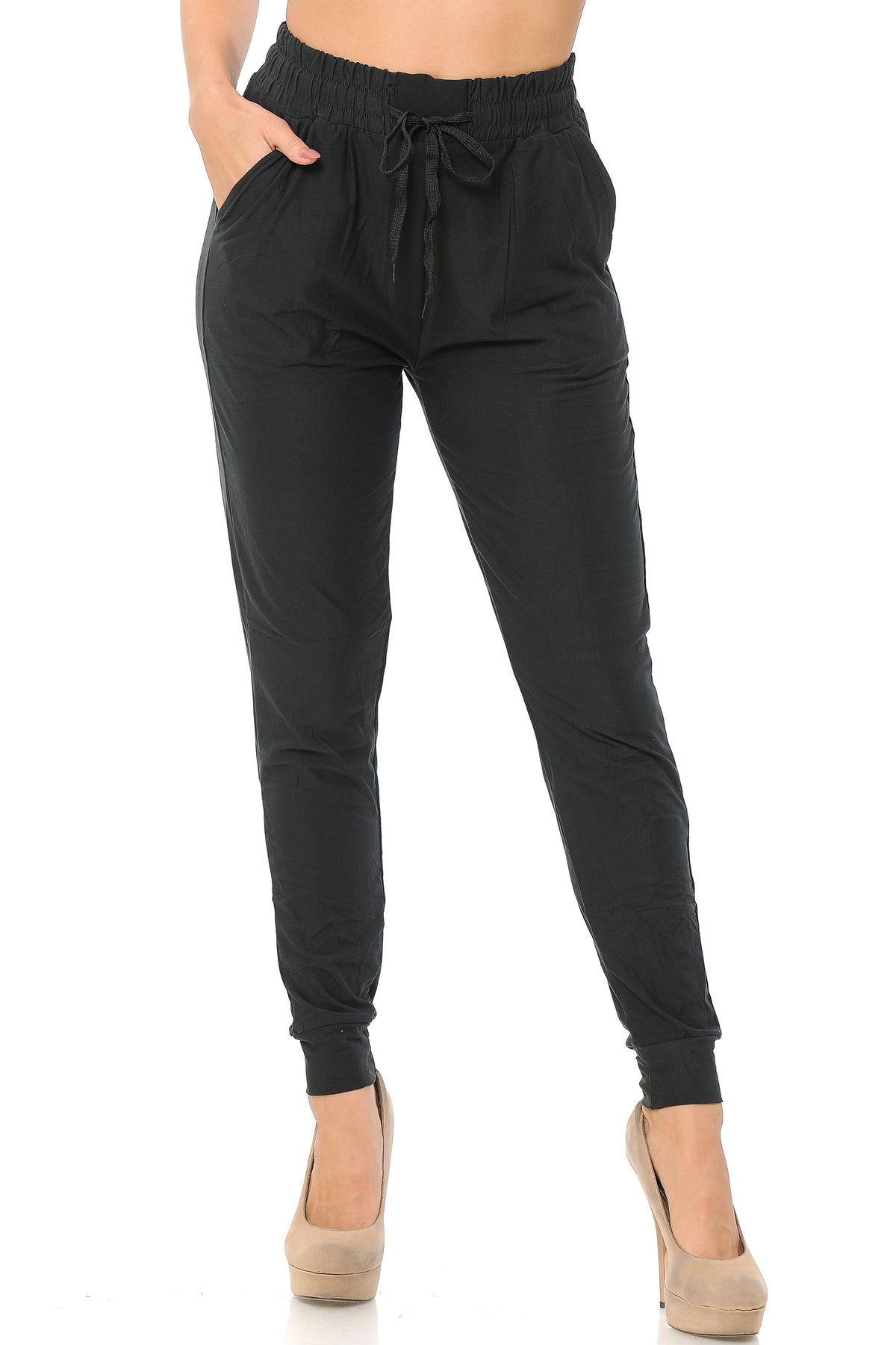 Buttery Smooth Solid Basic Black Women's Joggers - EEVEE