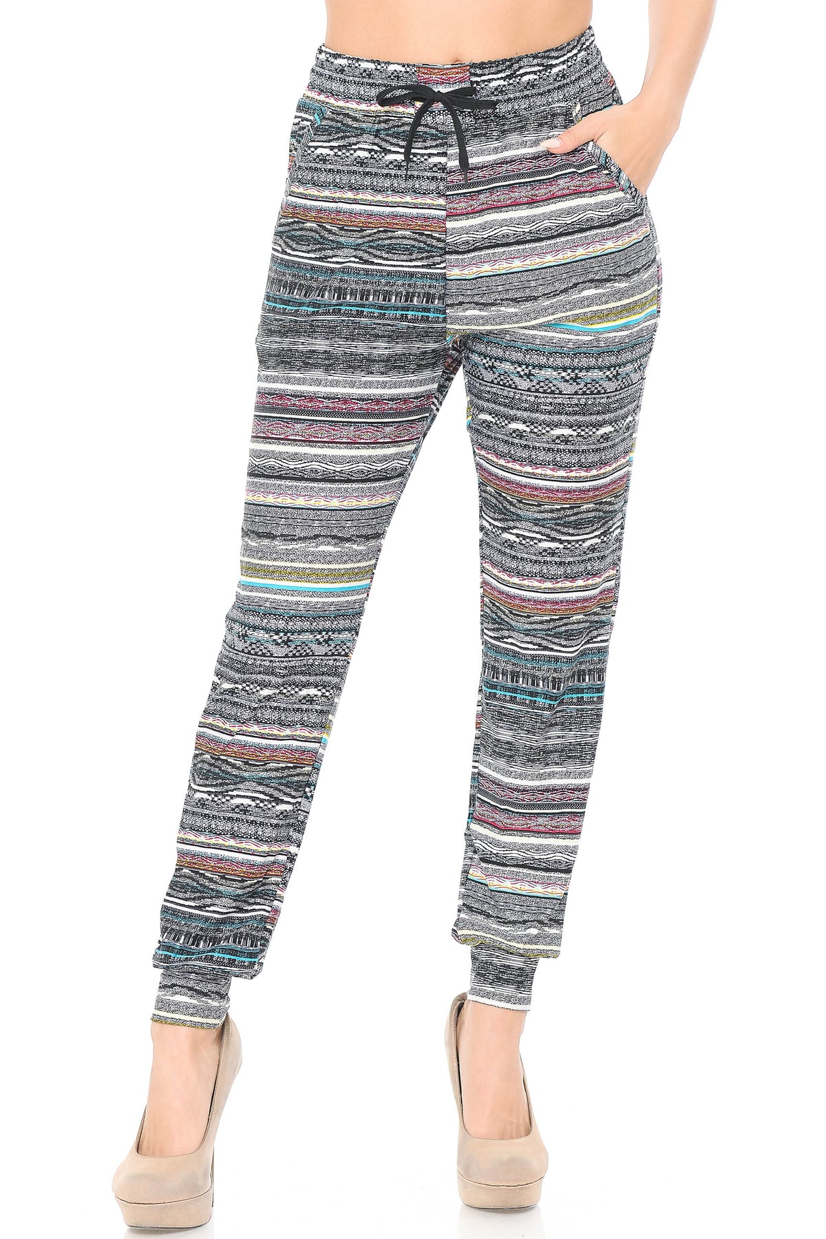 Brushed Tribal Cascade Joggers