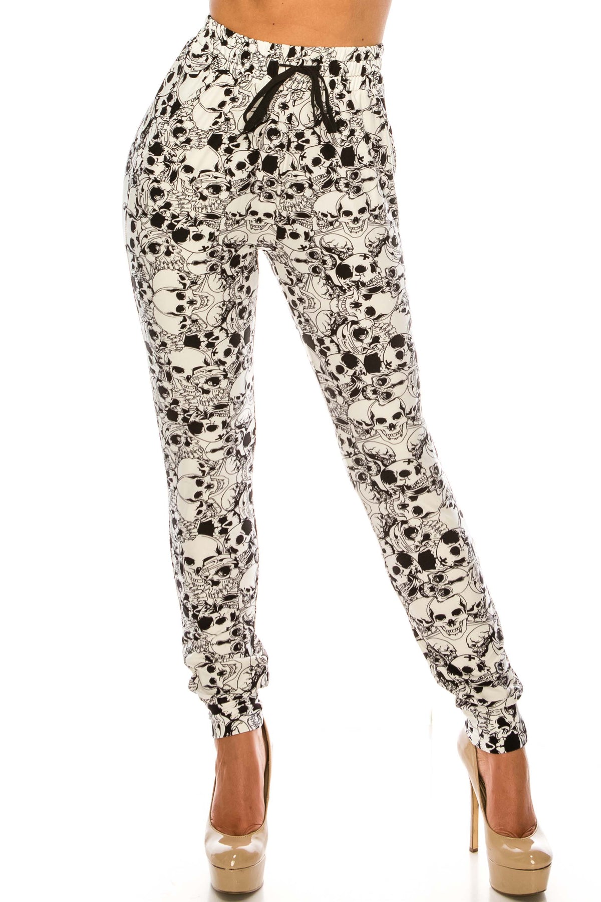 Buttery Smooth White Layers of Skulls Joggers