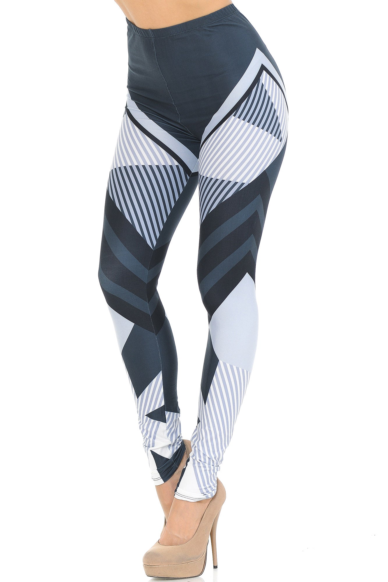 Creamy Soft Contour Angles Extra Small Leggings - USA Fashion (XSmall One Size,White)