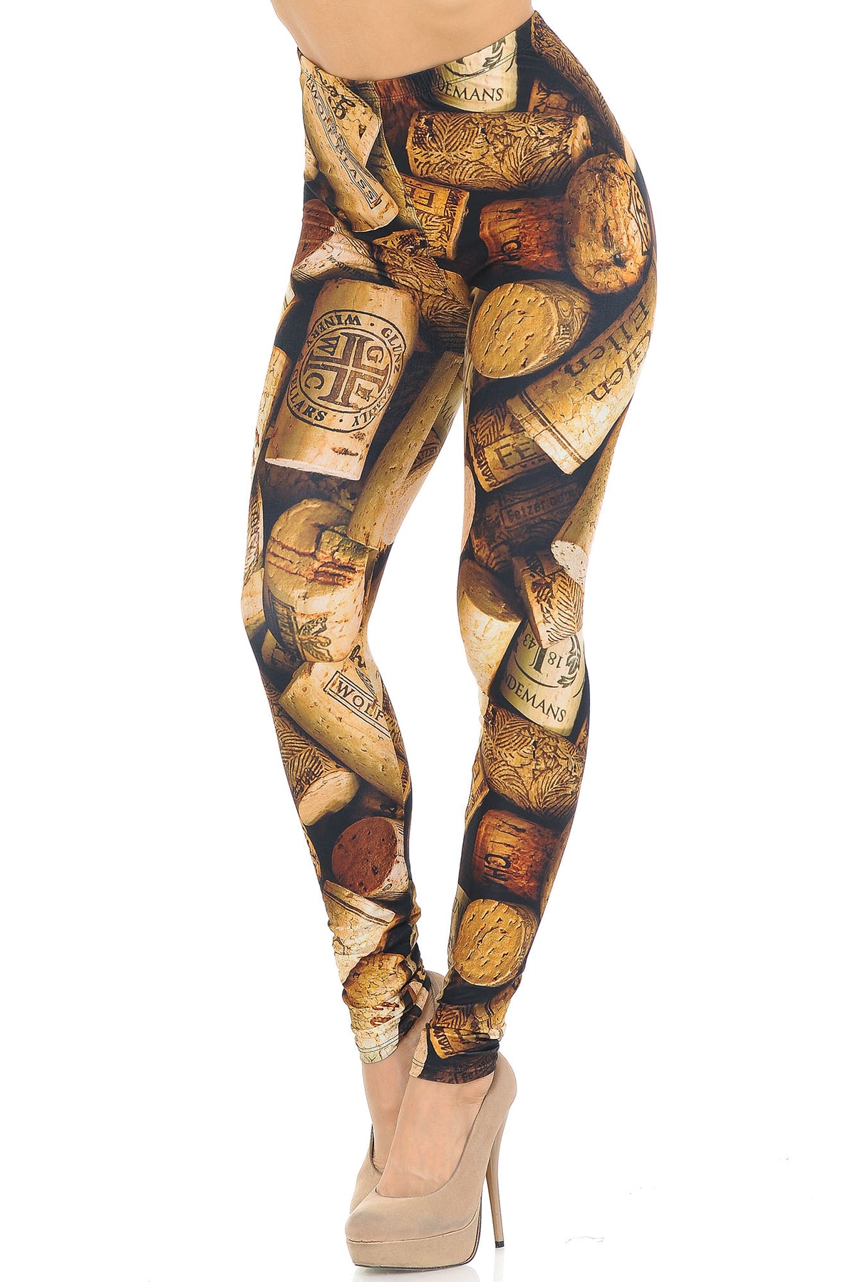 Creamy Soft Wine Cork Extra Small Leggings - USA Fashion (XSmall One Size,Brown)