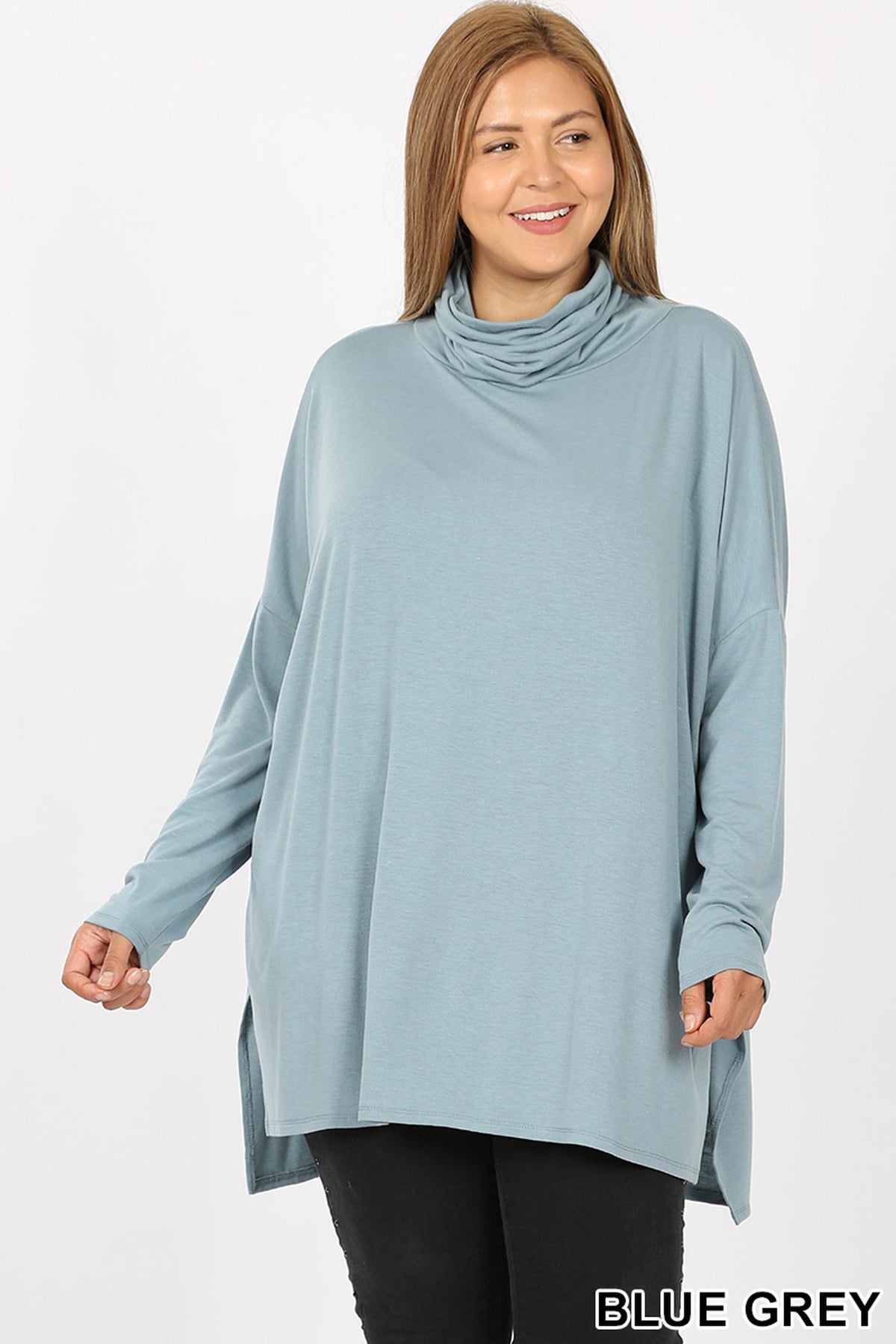 Rayon Cowl Neck Dolman Sleeve Plus Size Top